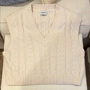 Sunday Best V-Neck Sweater Vest in Cream